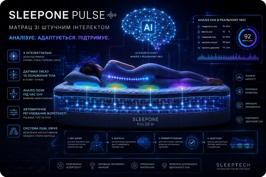Матрац зі штучним інтелектом SleepOne Pulse