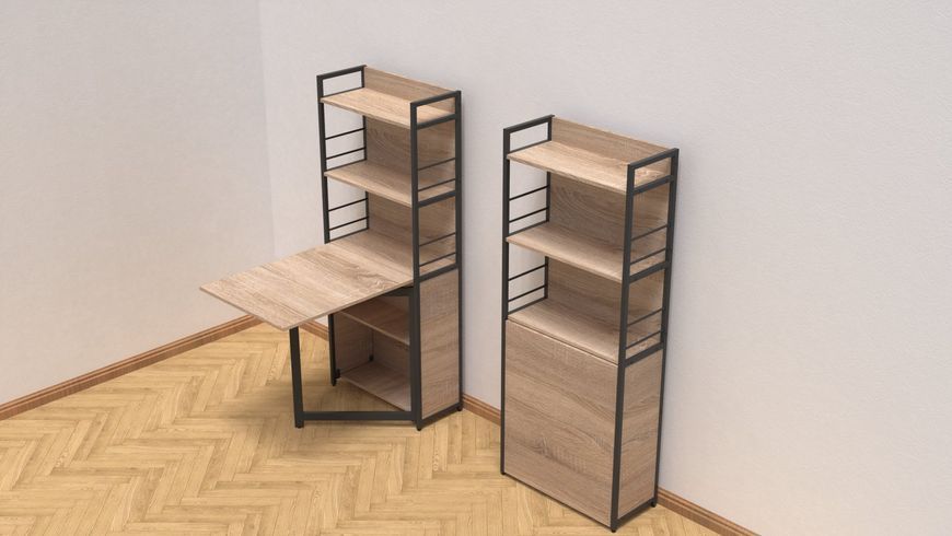 Стіл книжка з етажеркою Практик 2 Ferrum-decor 1555x640x990 Чорний метал ДСП Дуб Сонома 16 мм (PRA204)