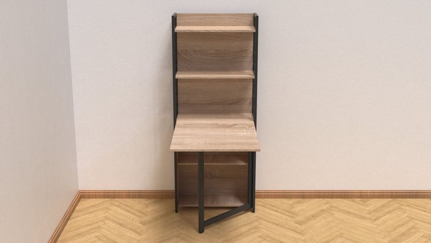Стіл книжка з етажеркою Практик 2 Ferrum-decor 1555x640x990 Чорний метал ДСП Дуб Сонома 16 мм (PRA204)