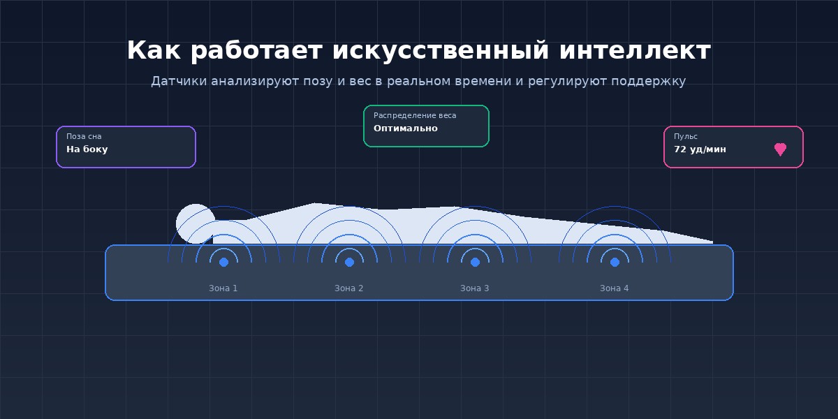 Как работает искусственный интеллект в матрасе SleepOne Cloud — датчики анализируют позу и вес
