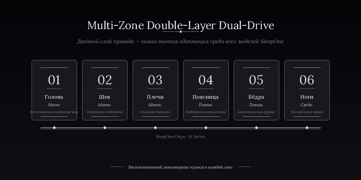 6-зонная система Double-Layer Dual-Drive в матрасе SleepOne Onyx
